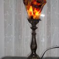 Torchiere Accent Lamp - This beautiful lampshade was slumped in a 1240 degree kiln to create a very unique shape and style.  Only the finest of mouth blown glass known as Fremont Antique was used to display breath-taking shades of cinnamon, ambers, ivory, and browns